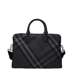 Burberry Gray Fabric Business And Laptop Bag