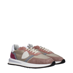 Philippe Model Beige Fabric Low Top Sneakers