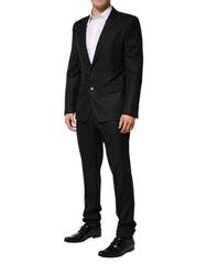 Dolce & Gabbana Black Jacquard Single Breasted 2 Piece Suit