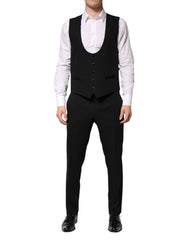 Dolce & Gabbana Black Wool 3 Piece Single Breasted Suit
