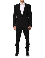 Dolce & Gabbana Black Cotton Single Breasted 2 Piece Suit