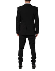 Dolce & Gabbana Black Cotton Single Breasted 2 Piece Suit