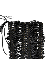 Dolce & Gabbana Black Eyelet Embellished Corset Style Top