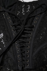 Dolce & Gabbana Black Strapless Floral Lace Bustier Cropped Top