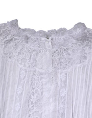 Dolce & Gabbana White Cotton Floral Lace Long Sleeves Top