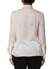 Dolce & Gabbana White Silk Long Sleeves Collared Shirt Top