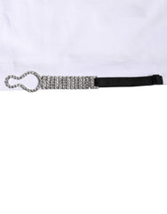 Dolce & Gabbana White Crystal Embellished Collared Shirt Top