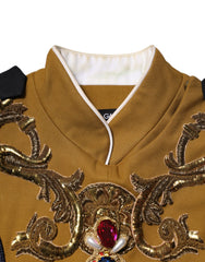 Dolce & Gabbana Yellow Crystal Cross Runway Vest Jacket Top