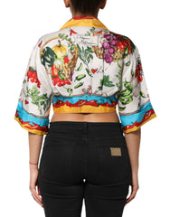 Dolce & Gabbana Multicolor Chili Silk Cropped Blouse Top