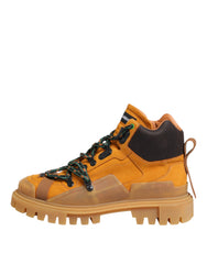 Dolce & Gabbana Orange Lace Up Trekking Ankle Boots Shoes
