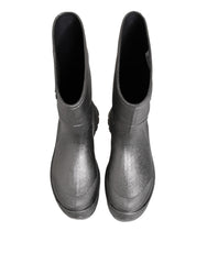 Dolce & Gabbana Metallic Silver Pull On Rain Boots Shoes