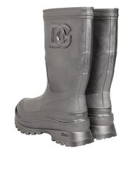 Dolce & Gabbana Metallic Silver Pull On Rain Boots Shoes