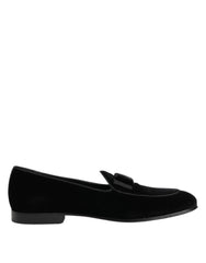 Dolce & Gabbana Black Velvet Loafers Formal Men Dress Shoes