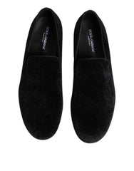 Dolce & Gabbana Black Jacquard Loafers Formal Men Dress Shoes