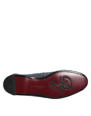 Dolce & Gabbana Blue Woven Raffia Slip On Loafers Shoes