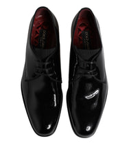 Dolce & Gabbana Black Leather Lace Up Men Derby Formal Shoes