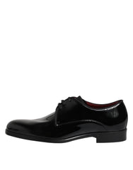 Dolce & Gabbana Black Leather Lace Up Men Derby Formal Shoes