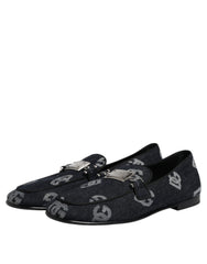Dolce & Gabbana Blue Logo Cotton Loafers Formal Dress Shoes