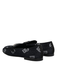 Dolce & Gabbana Blue Logo Cotton Loafers Formal Dress Shoes