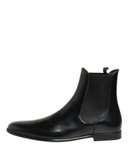Dolce & Gabbana Black Chelsea Slip On Mid Calf Boots Shoes