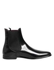 Dolce & Gabbana Black Chelsea Slip On Mid Calf Boots Shoes