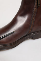 Dolce & Gabbana Brown Chelsea Leather Mid Calf Boots Shoes