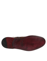 Dolce & Gabbana Brown Chelsea Leather Mid Calf Boots Shoes