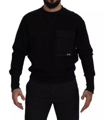 Dolce & Gabbana Black Cotton Crewneck Sweatshirt Sweater