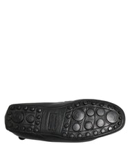 Dolce & Gabbana Black Leather Slip On Mocassin Loafer Shoes