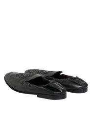 Dolce & Gabbana Black Leather Slip On Men Flat Loafers Shoes