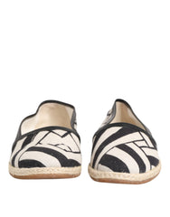 Dolce & Gabbana Black White Stripes Flat Espadrille Shoes