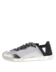Dolce & Gabbana Silver Black Nylon NS1 Low Top Sneakers Shoes