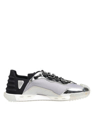 Dolce & Gabbana Silver Black Nylon NS1 Low Top Sneakers Shoes