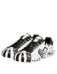 Dolce & Gabbana Black White Studded Low Top Sneakers Shoes