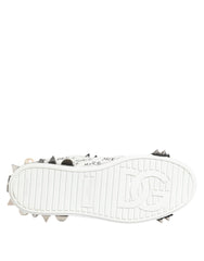 Dolce & Gabbana Black White Studded Low Top Sneakers Shoes
