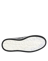 Dolce & Gabbana Gray Leather Leopard Low Top Sneakers Shoes