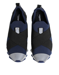 Dolce & Gabbana Blue Black Slip On Low Top Men Sneakers Shoes