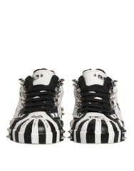 Dolce & Gabbana Black White Studded Low Top Sneakers Shoes