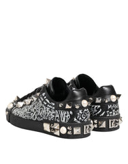 Dolce & Gabbana Black Portofino Stud Embellished Sneakers Shoes