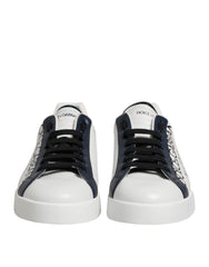 Dolce & Gabbana White Blue Crown Low Top Sneakers Shoes