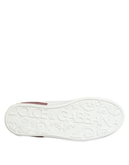 Dolce & Gabbana White Red Leather Lace Up Sneakers Shoes