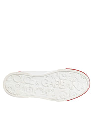 Dolce & Gabbana White Red Leather Lace Up Sneakers Shoes