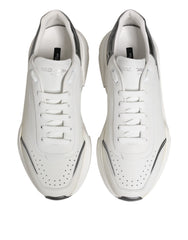 Dolce & Gabbana White Silver DAYMASTER Leather Sneakers Shoes
