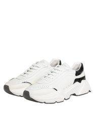 Dolce & Gabbana White Silver DAYMASTER Leather Sneakers Shoes