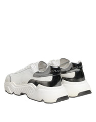 Dolce & Gabbana White Silver DAYMASTER Leather Sneakers Shoes