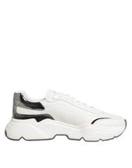 Dolce & Gabbana White Silver DAYMASTER Leather Sneakers Shoes