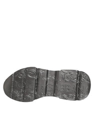 Dolce & Gabbana White Silver DAYMASTER Leather Sneakers Shoes