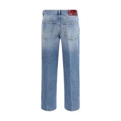 Gucci Light Blue Cotton Straight-Leg Jeans