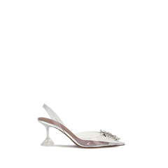 Amina Muaddi Silver Polyethylene Platform Pumps