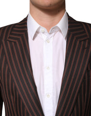 Dolce & Gabbana Black Brown Stripe Single Breasted Blazer